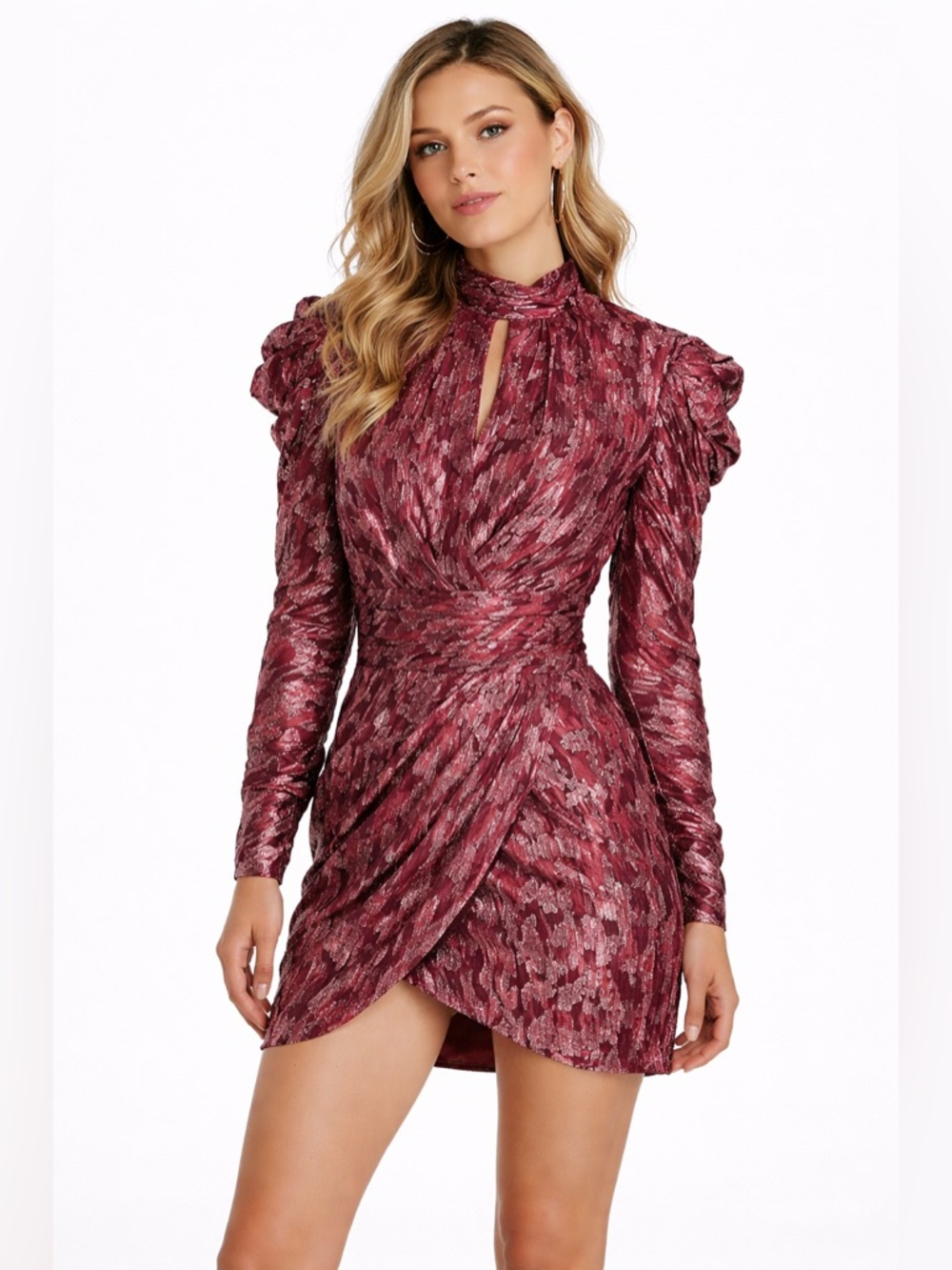 Jonathan Simkhai “Vine” Metallic Jacquard Long Sleeve Mini Dress ~ Sz 4